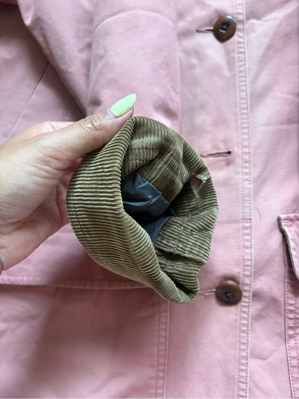 Vintage 90s LL BEAN barn chore coat in baby pink brown corduroy sz M 100% cotton - Picture 16 of 16